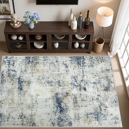 Miniatura 130 de Alfombra de área para sala de estar: alfombra lavable de 5 x 7 con respaldo antideslizante, no desprende pelo, resistente a las manchas, plegable