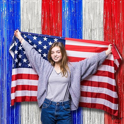 Vista 74 de KatchOn - Telón de fondo de flecos naranja extra grande de 6.4 x 8 pies, paquete de 2 Decoraciones de cumpleaños naranja Telón de fondo