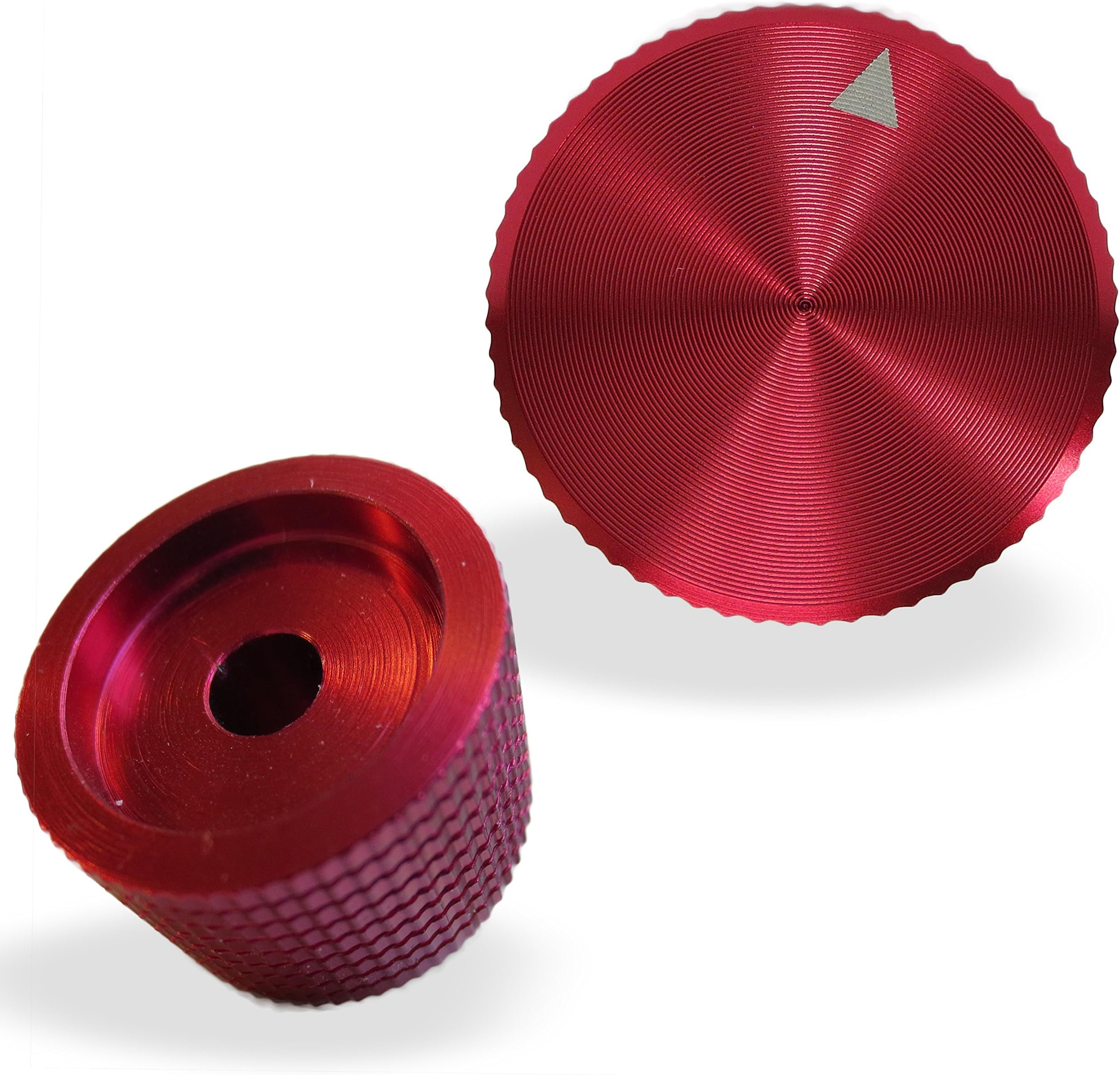 Riverstone Audio - Pair (2 PCS, Red) Potentiometer Knobs - For 1/4 inch dia. Shaft - Solid Aluminum - 25mm dia.x15mm height, Volume Control Knob, Amplifier, Electric Guitar, Finish RED, 1/4 inch shaft