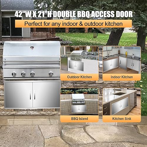Miniatura 41 de Puertas de cocina para exteriores, 31 pulgadas de ancho x 24 pulgadas de alto, puertas de acceso dobles para barbacoa, acero inoxidable 304