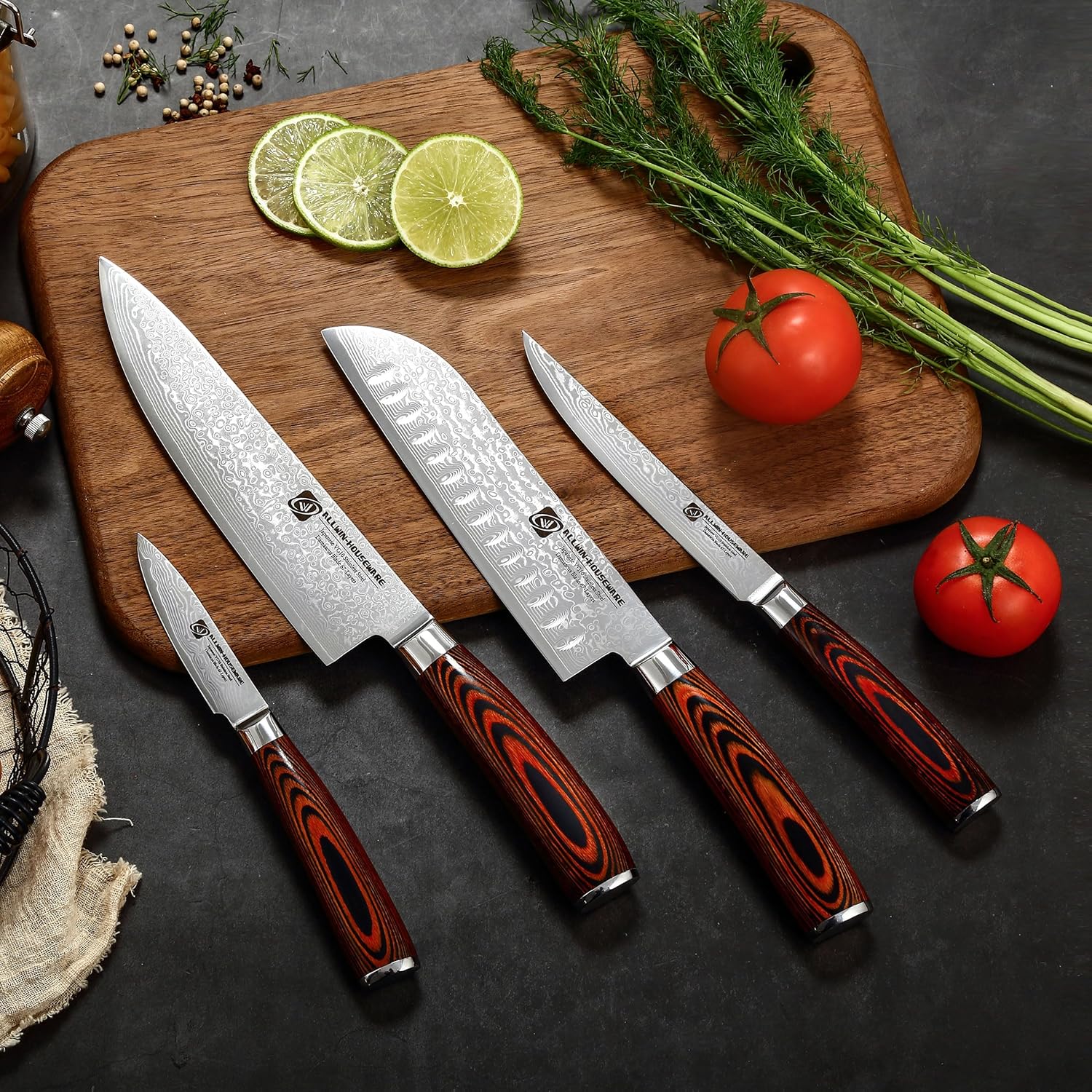 Damascus Utility Knife 5.5" Chef Knife Kitchen VG10 Stainless Steel Core 67-Layer Hand Forged Razor Sharp Edge Ergonomic Handle Precision Slicing Boning Trimming Carving Gift Idea