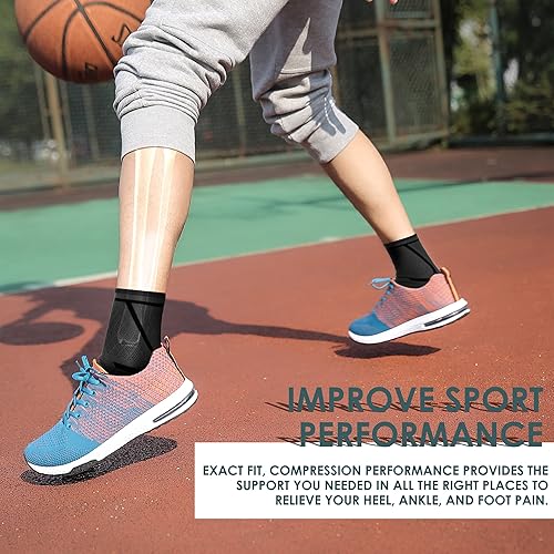 Miniatura 6 de Achiou Tobillera para mujeres y hombres, calcetines de apoyo de manga de compresión de tobillo (par) para fascitis plantar, soporte de arco,