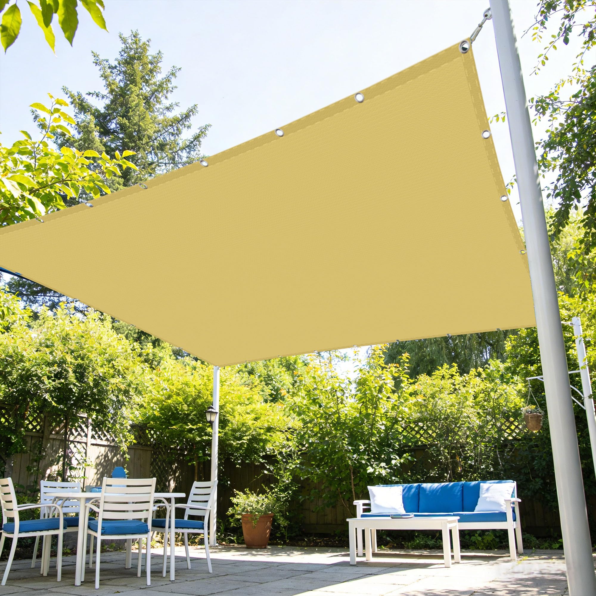 Square Sun Sail 300 x 500 cm UV Block Sun Shade Sail for Garden Breathable for Backyard Deck Terrace Patio Swimming Pool Camping, Sand yellow