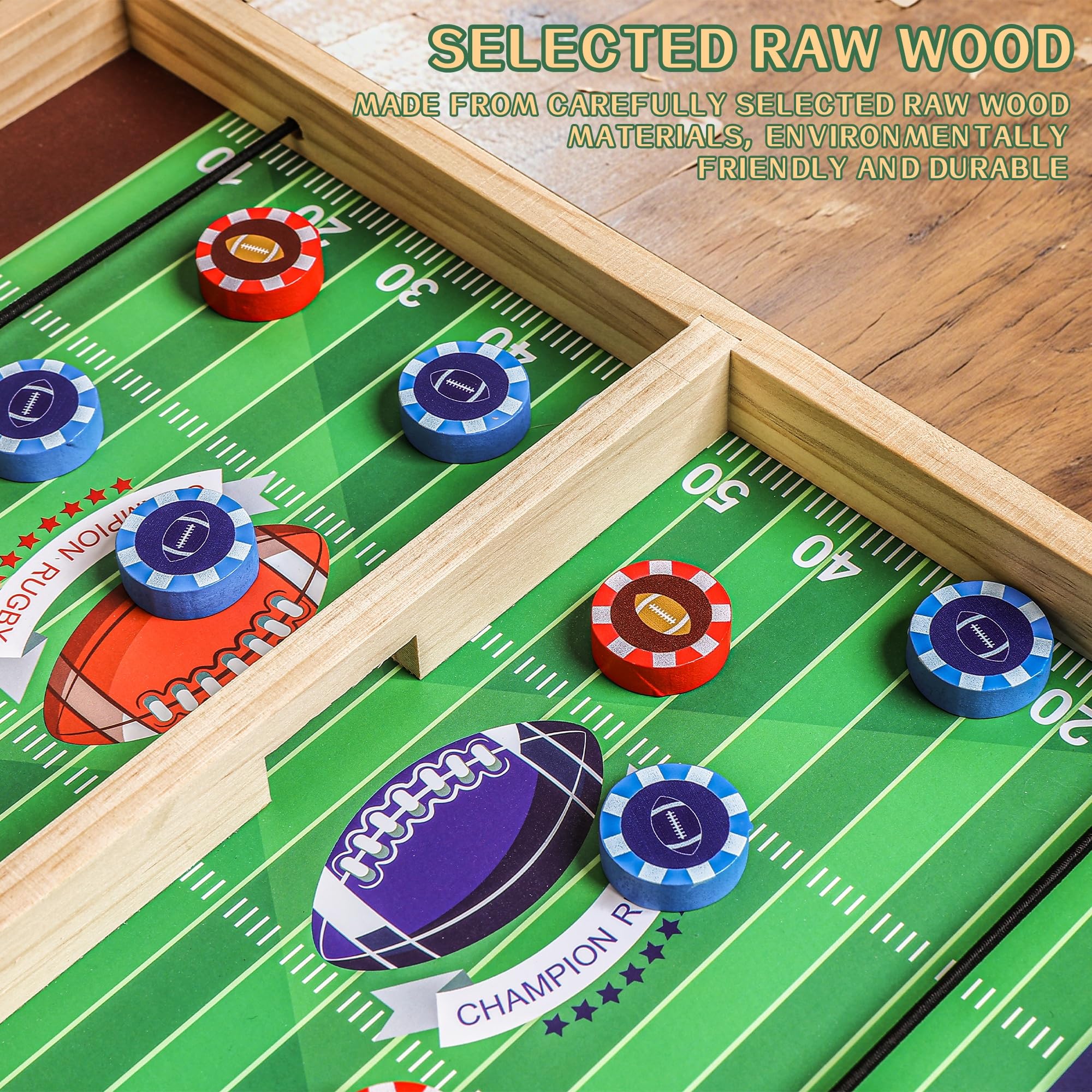 AIUAZA Fútbol Rápido Clásico Anillo Juego de Tiro Juego Familiar Noche con Amigos Fiesta Juego de Mesa de Hockey de Aire de Madera para Adultos, 2 Jugadores (Large Size)