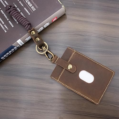 Vista 163 de Boshiho. Funda vertical, de piel, para tarjeta de identificación con cordón resistente., Bolso