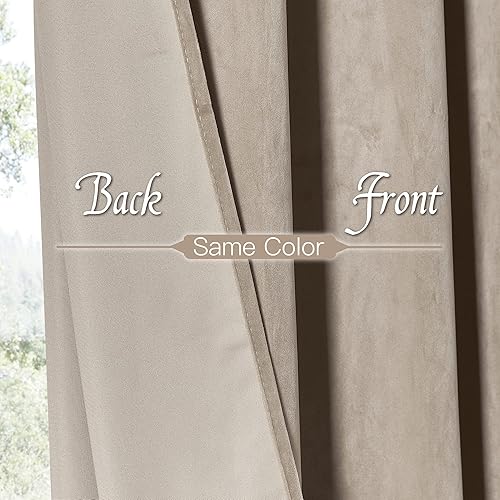 Miniatura 3 de RYB HOME Cortinas de terciopelo beige camello de 84 pulgadas, cortinas de terciopelo grueso para oscurecer la habitación, decoración de granja,