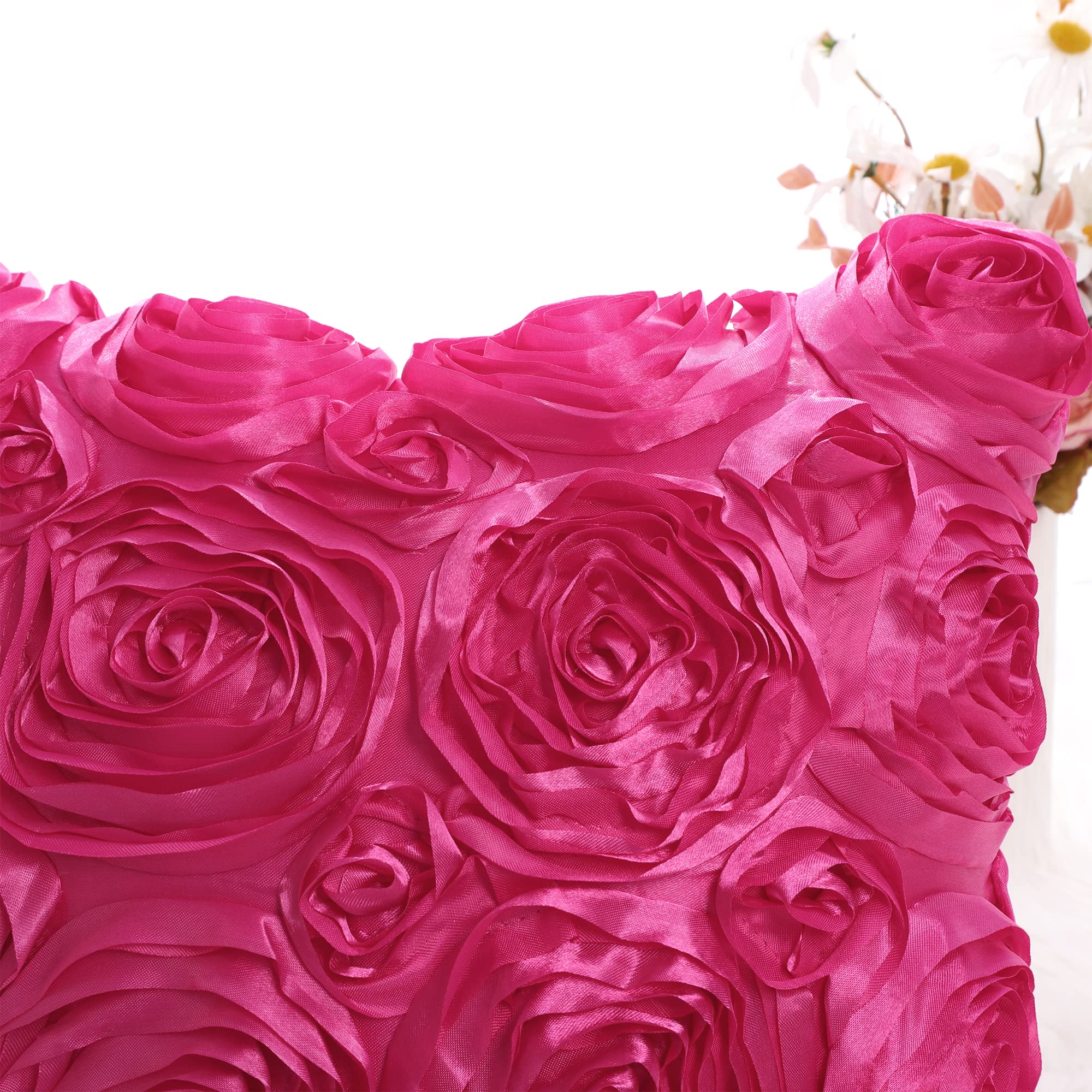 Juego de 2 fundas de almohada con diseño de flores 3D, románticas fundas de cojín decorativas de satén, funda de almohada con rosas estéreas, para cama, sofá, 16 x 16 pulgadas, color 6