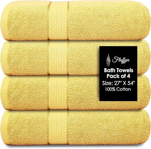 Miniatura 1 de Toallas de baño elegantes 100% algodón para baño, ecológicas, supersuaves, altamente absorbentes, con certificación Oeko-Tex, 27 x 54 pulgadas