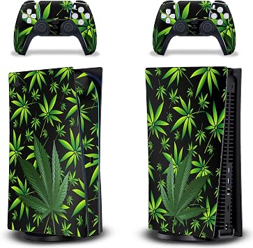 AMR Racing 247 Skins Graphics kit Sticker Decal Compatible with PS5 Playstation 5 and DualSense Controllers - Weeds Black