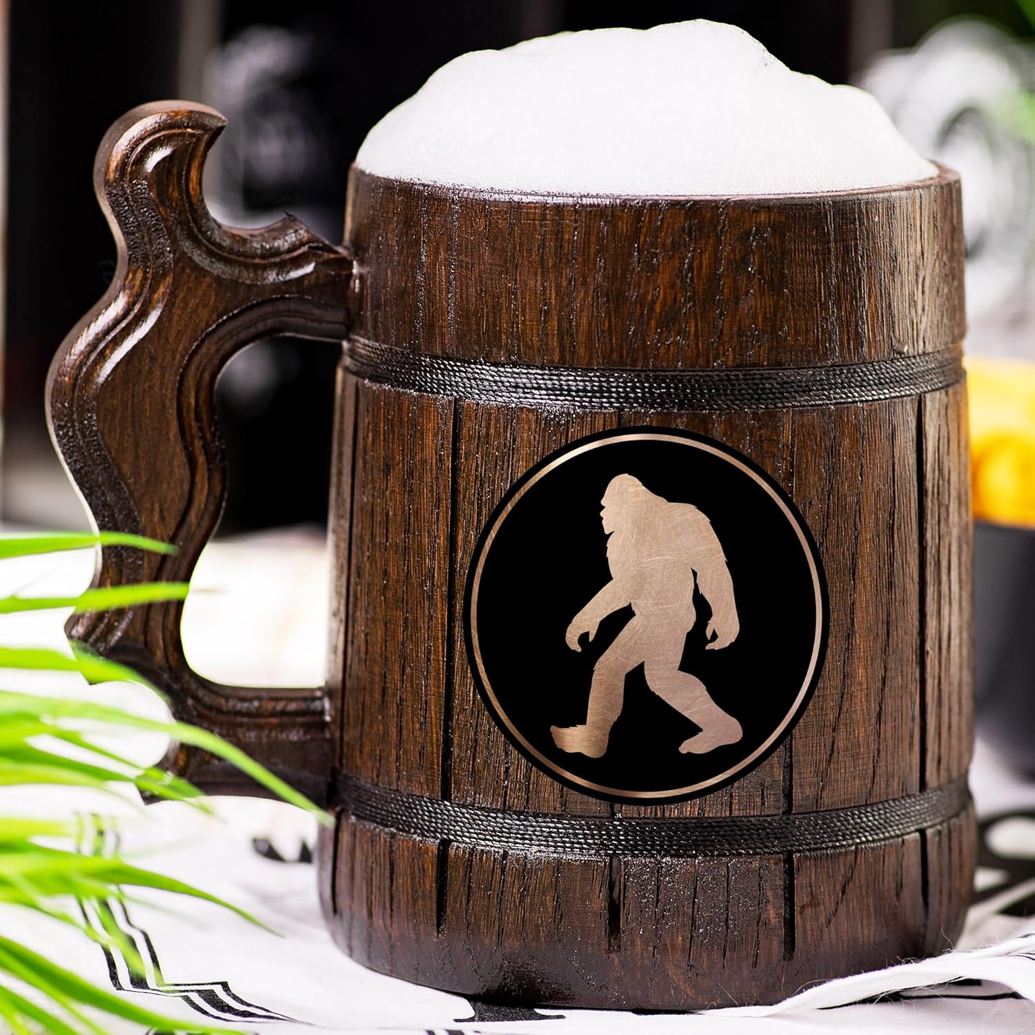 Bigfoot Beer Mug, Personalized Stein, Wooden Tankard