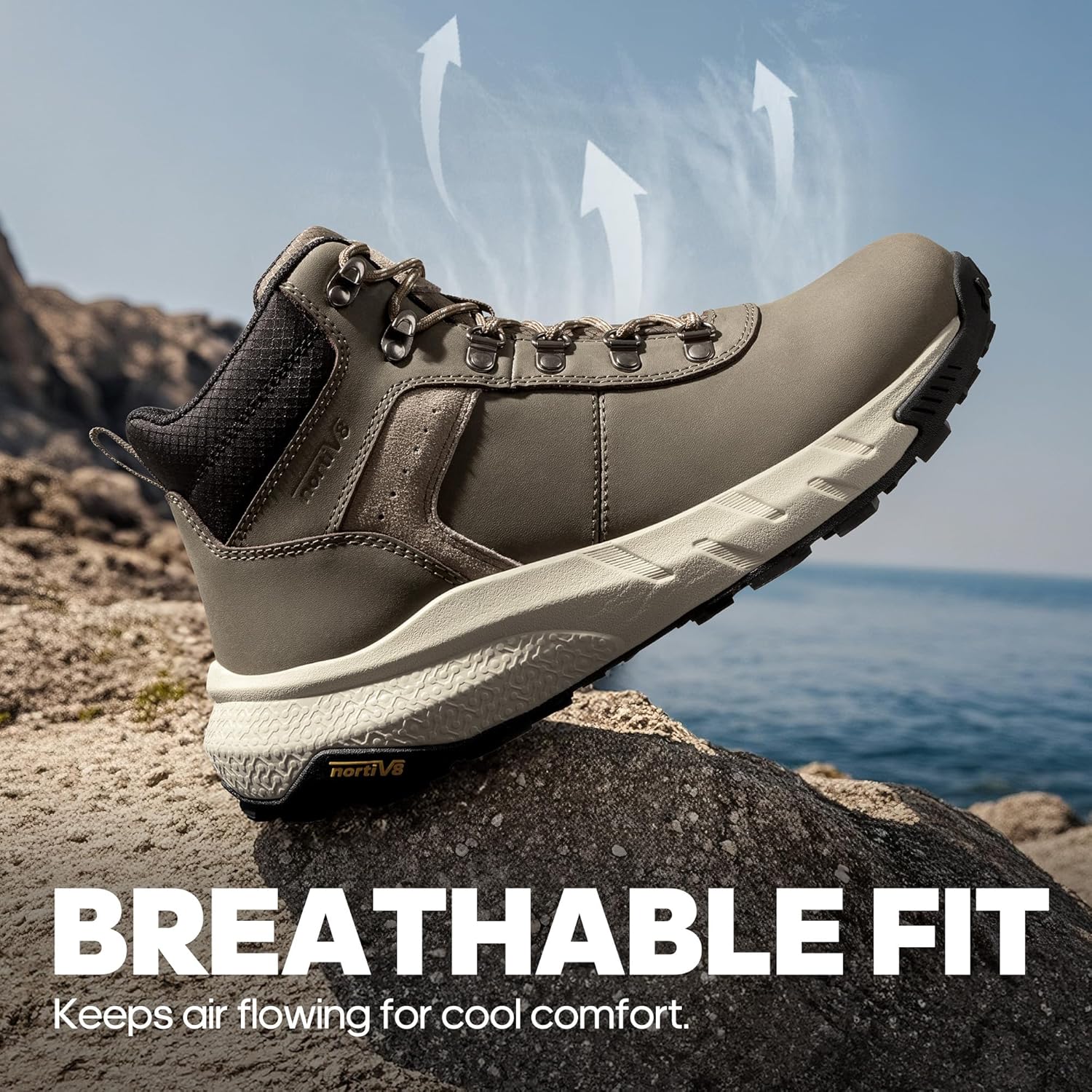 NORTIV 8 Men's Waterproof Hiking Boots Lightweight Outdoor Mid Trekking Leather Shoes DriftShield - Image 7