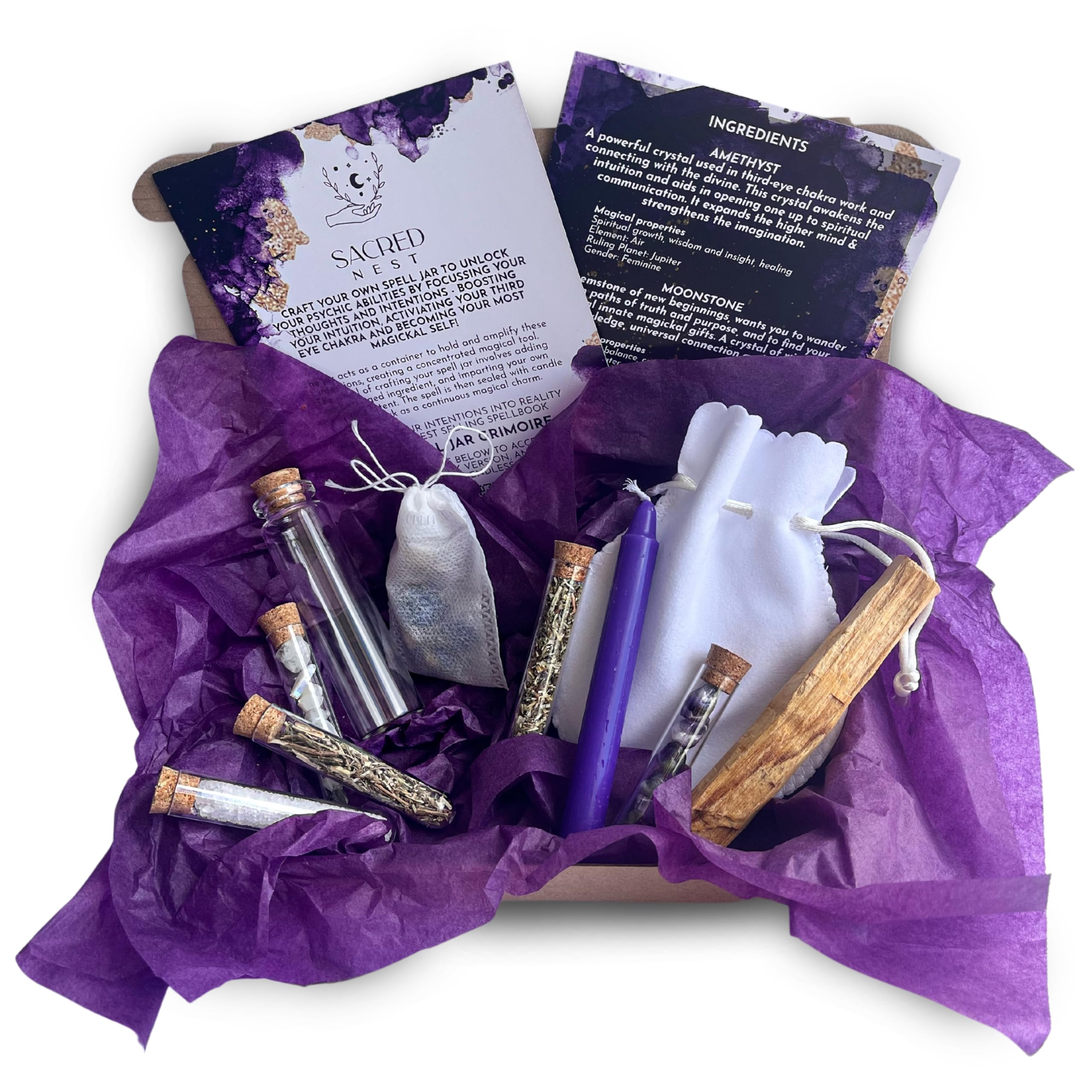 Sacred Nest Psychic Spell Jar Kit, Complete DIY Spell Set with Instructions