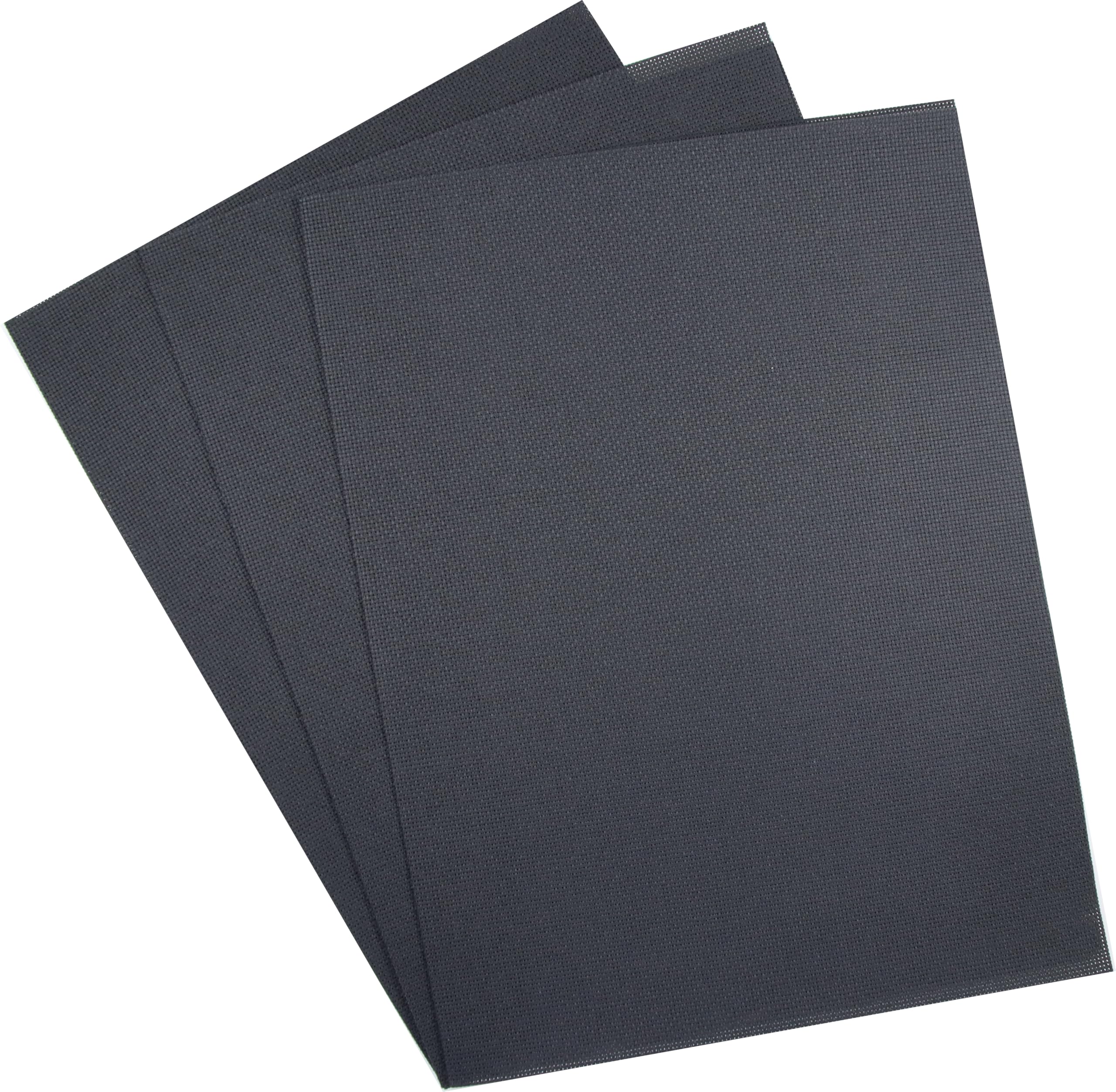 KCS 3 pc of 12" x 18"(30cmx45cm) Counted Cotton Aida Cloth Cross Stitch Fabric (Black, 18CT)