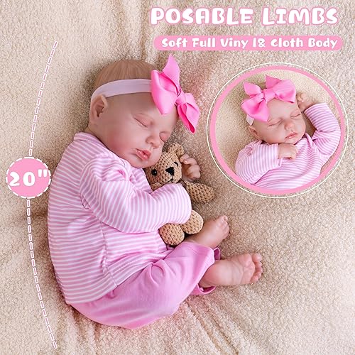 Miniatura 3 de EKOKIZ Muñecas de bebé Reborn realistas de 20 pulgadas, cuerpo suave, muñecas de bebé de cuerpo de tela realista con detalles pintados a mano,