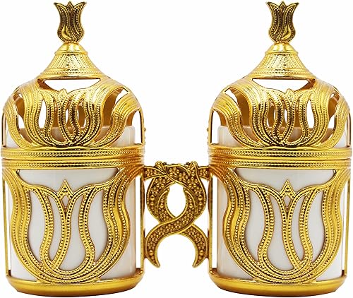 Miniatura 2 de Kuchengerate - 2 tazas de café turco, griego, árabe, marroquí, taza de café expreso con placa interior de soporte de metal de porcelana y tapa, 2