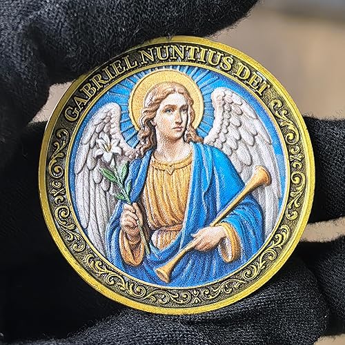 Miniatura 3 de Moneda de desafío Angel Gabriel - Ficha de protección espiritual y guía divina con oración - Moneda Arcángel religioso Gabriel para fe, sabiduría y
