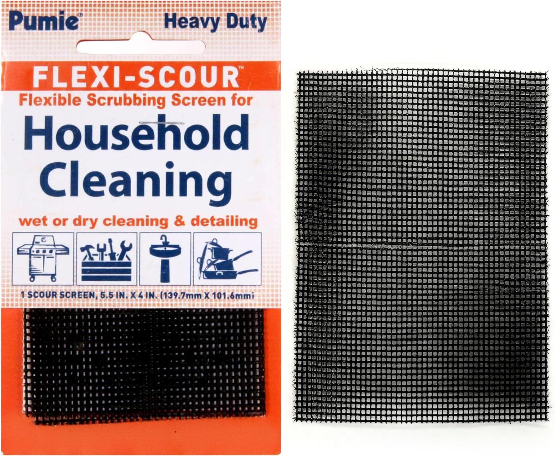Flexi-Scour Flexible Scrubbing Screen for Household Cleaning, 5.5" x 4" Flexible Scouring Mesh Pad, Removes Stain, Carbon, Rust, Abrasive Grit Screen for Toilet Bowls, Kitchen & Grill(Pack of 1)