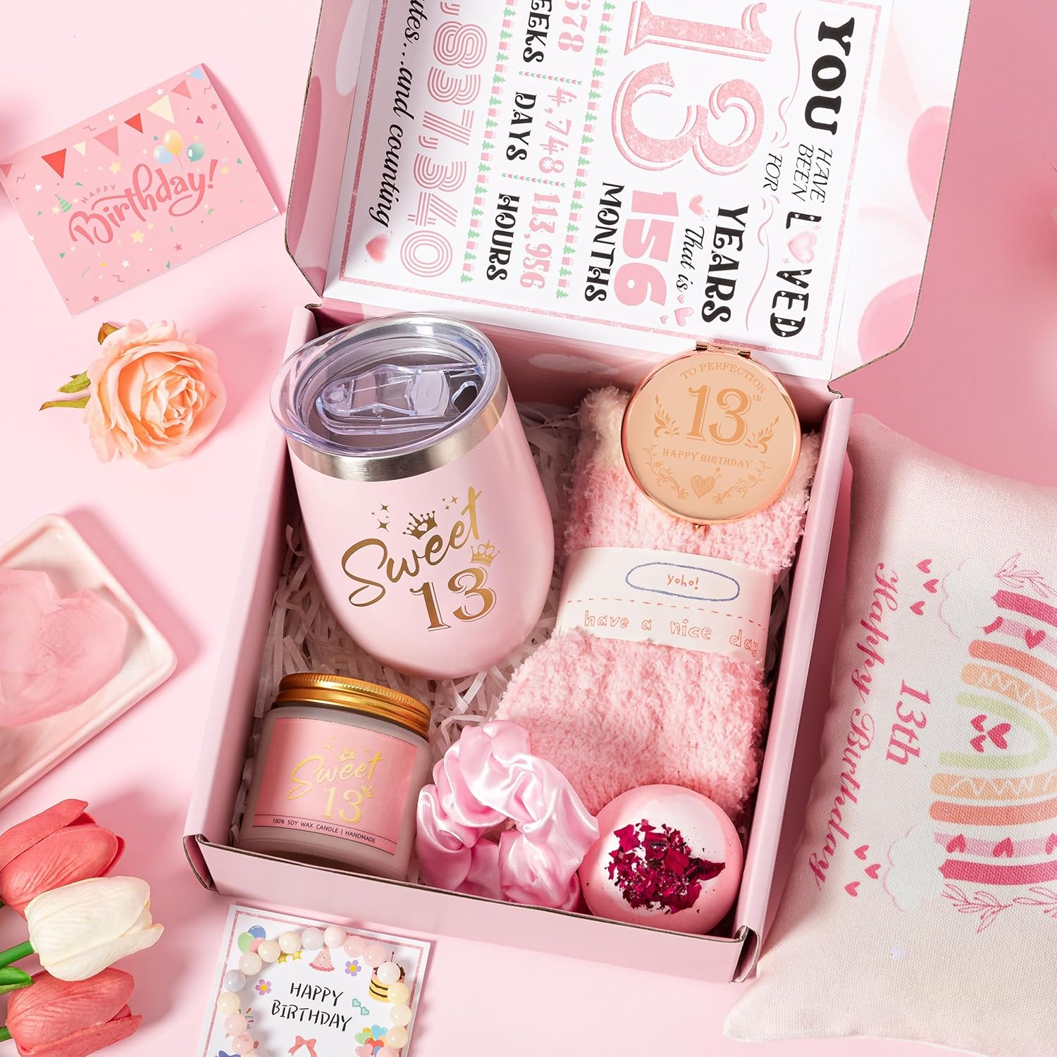 13th Birthday Gifts for Girls, Happy 13th Birthday Gift Ideas Set for Daughter,Cute Unique 13th Year Old Birthday Gifts Basket Presents for Her,Best Friend Sister, Friend, Teen Girls, Granddaughter - Image 2