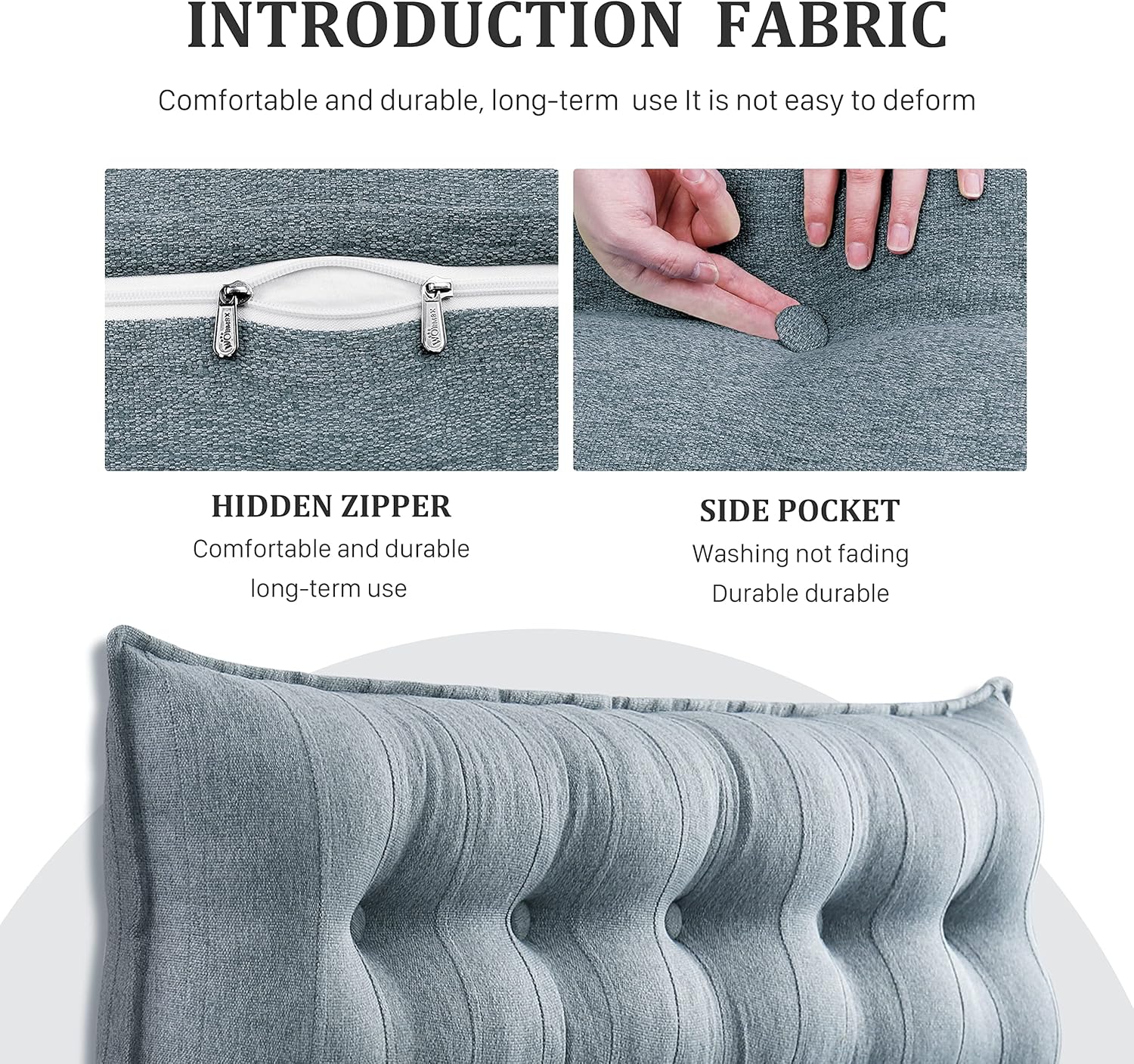 Rectangular Headboard Reading Body Pillow Large Cushion Removable Headboard Backrest Reading Pillow Headboard Gift for Mom Grey Queen