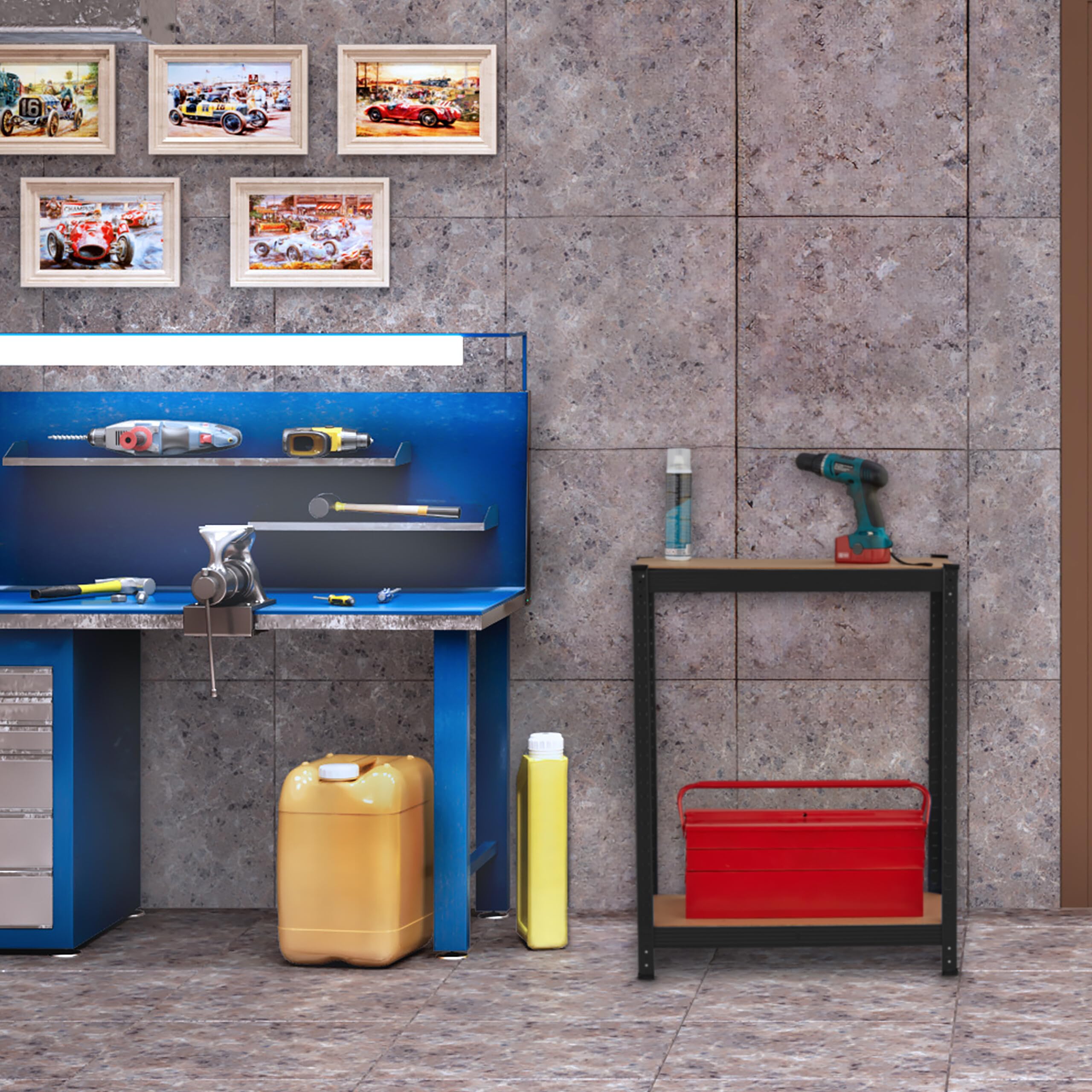 Relaxdays Regał do dużych obciążeń, wys. x gł.: 180 x 70 x 45 cm, 500 kg, stal i MDF, 5 poziomów, regał magazynowy do wtyku, garaż, czarny