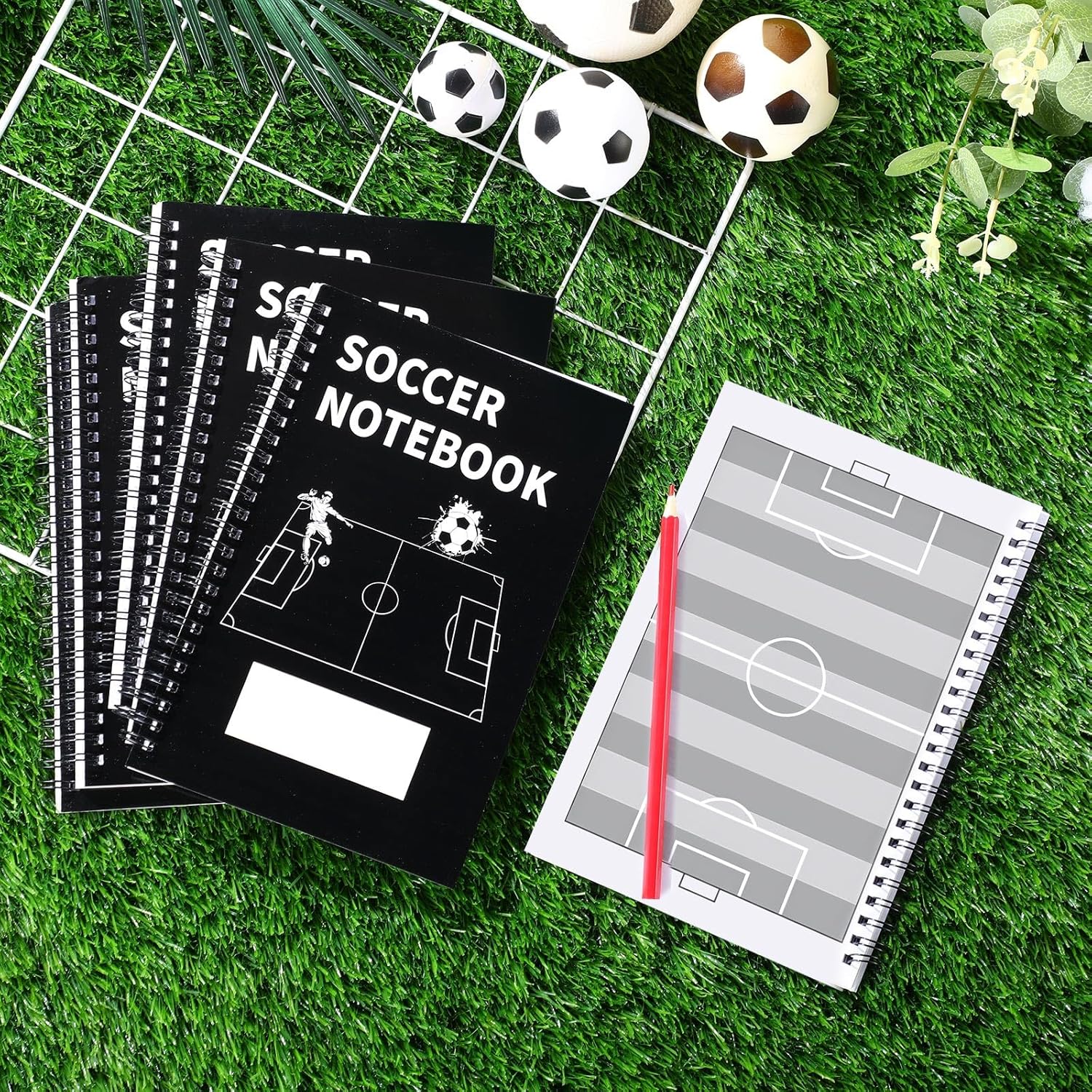 Resurhang 6 Pcs Soccer Coach Notebook Field Diagrams 8.5 x 5.5'' Football Training Spiral Notebook Soccer Coach Playbook Dual Design for Writing Illustrating Planning Strategy Visualization 40 Sheets