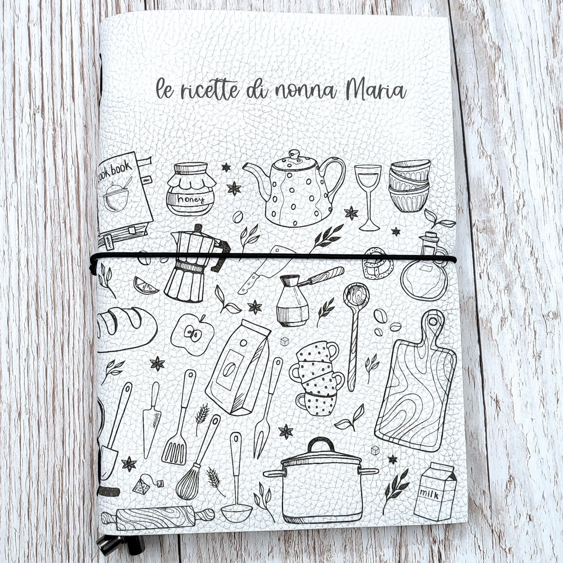 Il mio ricettario Personalizzabile da scrivere con copertina in pelle - A5 | Stile Midori, con 3 quaderni per scrivere e organizzare le tue ricette | Idea regalo per nonna, mamma, amiche e amici