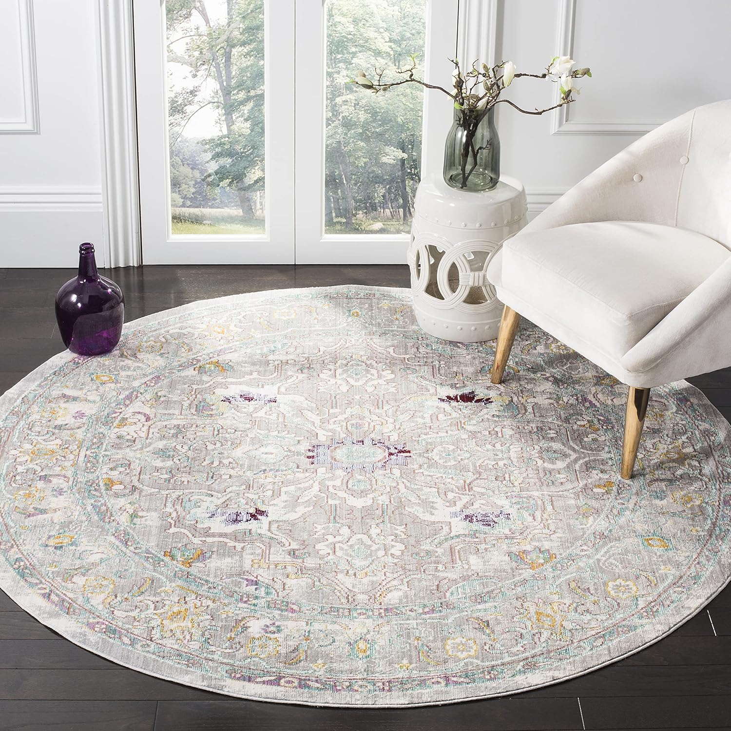 SAFAVIEH Mystique Collection Accent Rug - 4' x 6', Grey & Multi, Oriental Boho Distressed Design, Non-Shedding & Easy Care, Ideal for High Traffic Areas in Entryway, Living Room, Bedroom (MYS922R)