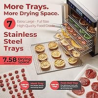 Vista 3 de Magic Mill Pro - Máquina deshidratadora de alimentos 7 bandejas XL de acero inoxidable Secador para charqui, bocadillos para perros, hierbas