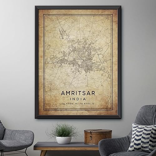 Miniatura 4 de Mapa de Amritsar, India, Vintage Western (8x10)
