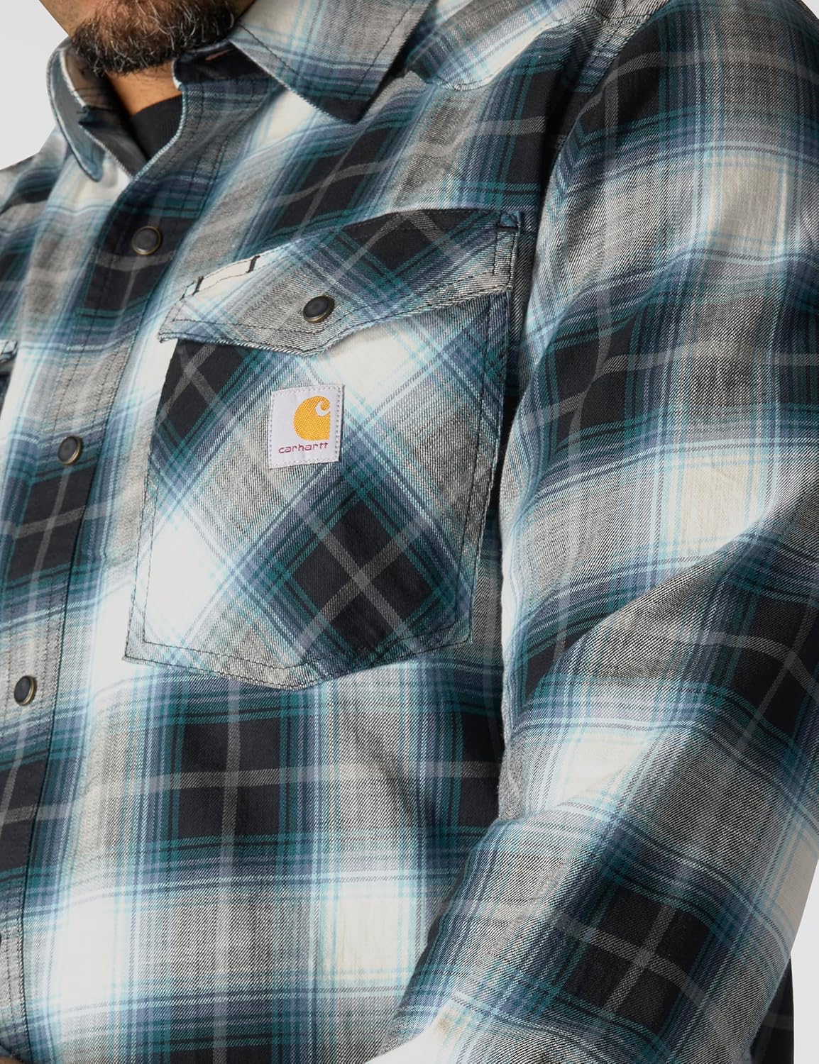 Carhartt Men's Montana Rugged Flex Relaxed Fit Lightweight Long-Sleeve Snap-Front Plaid Shirt - Image 4