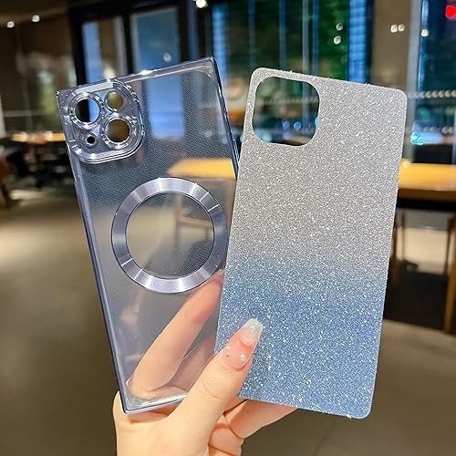 Miniatura 9 de Funda rectangular para iPhone 13 con purpurina magnética compatible con MagSafe, protección completa de la lente de la cámara, chapado de lujo,