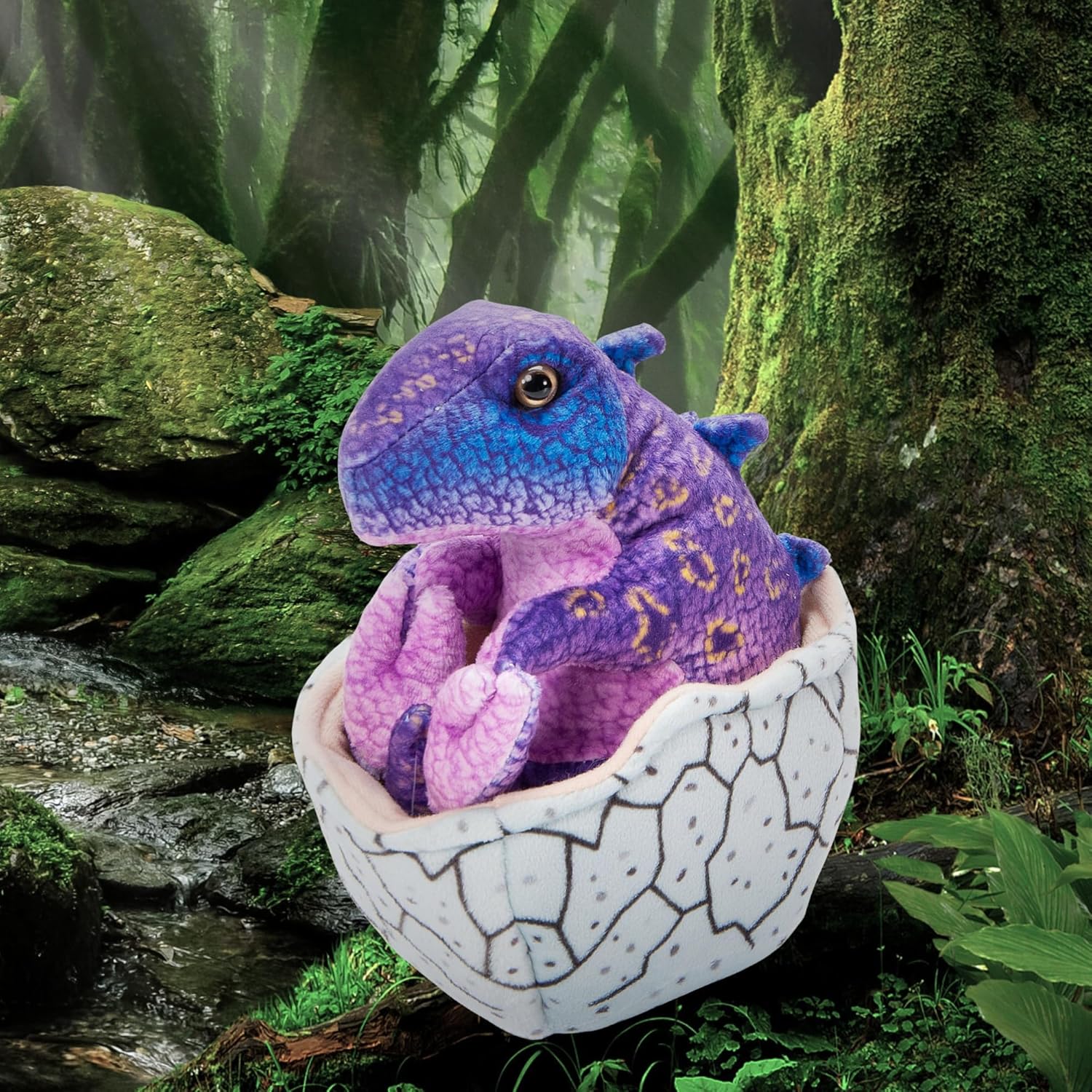 The Petting Zoo Hatchling Stegosaurus Dinosaur Stuffed Animal Plushie, Gift for Kids, Dinosaur Animals, Purple Dinosaur Plush Toy 8 inches