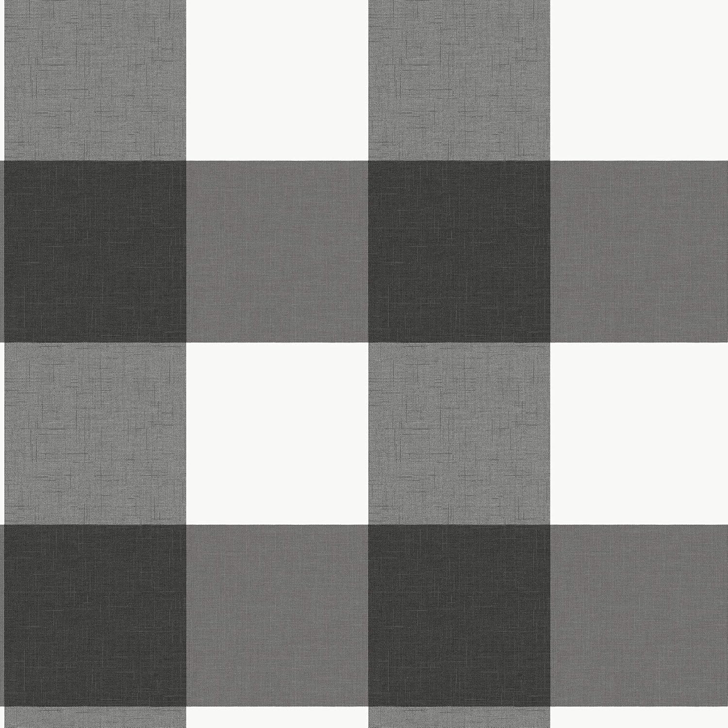 NuWallpaper Charcoal Farmhouse Plaid Peel and Stick Wallpaper, NUS3624