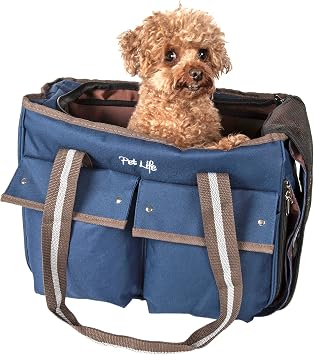 Pet Life Dual-Pocketed Fashion Airline Approved Pet Carrier with Included Shoulder Straps and Dual-top mesh Zippers