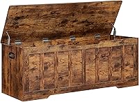 VANKILEY 51.2" Extra Large Storage Bench Chest with 2 Safety Hinges, 220 lb Capacity, Rustic Brown Wooden Trunk for Bedroom, Living Room, Entryway