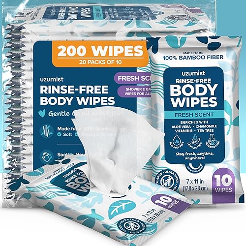 Miniatura 8 de Toallitas corporales para adultos, sin enjuague, 200 unidades XL, toallitas de viaje ultra gruesas para limpieza personal e higiene, cuidado de