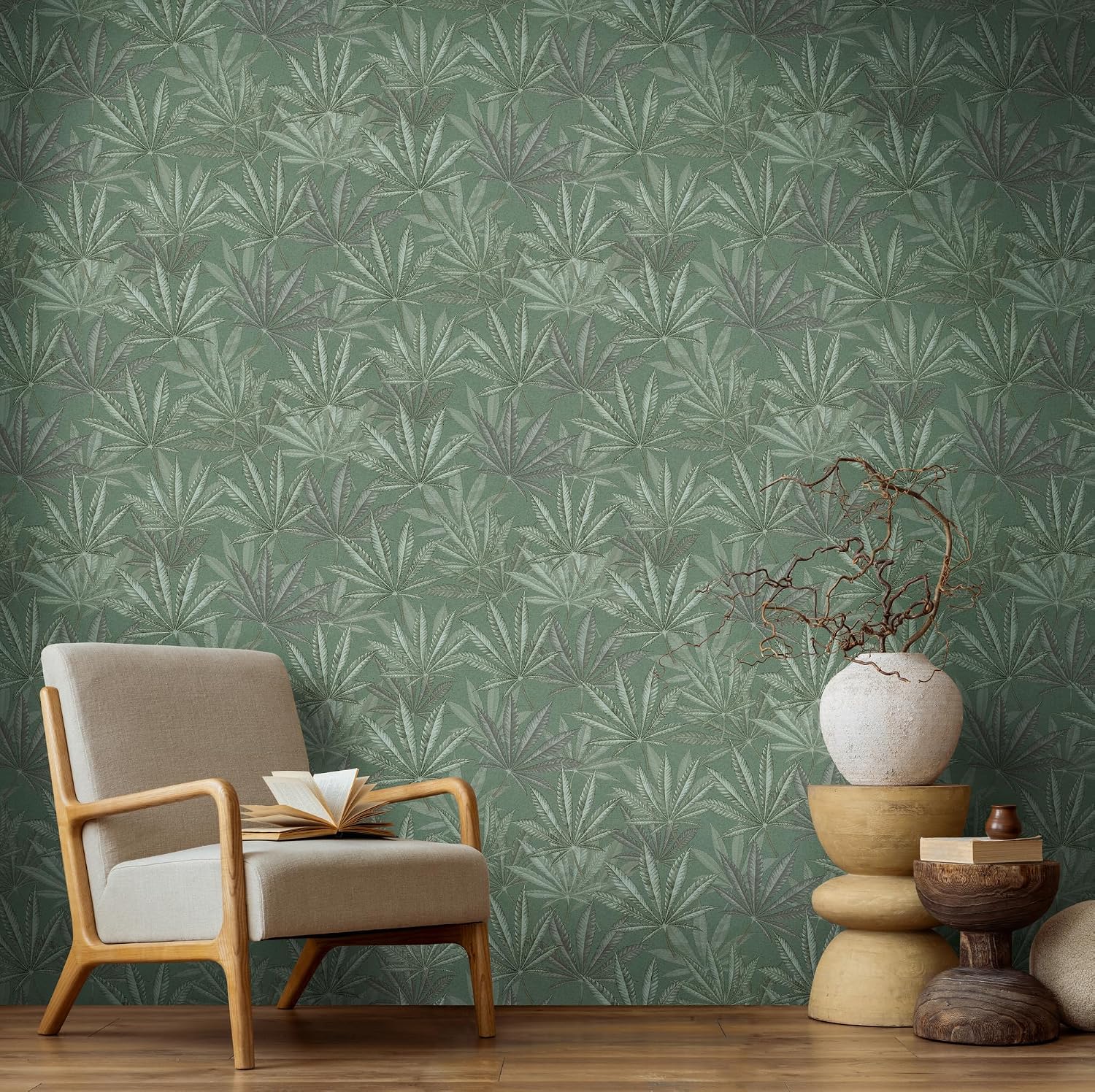 Livingwalls MICHALSKY 399841 Non-Woven Wallpaper Jungle High-Quality Wallpaper with Leaves in Green Luxury Wallpaper Designed