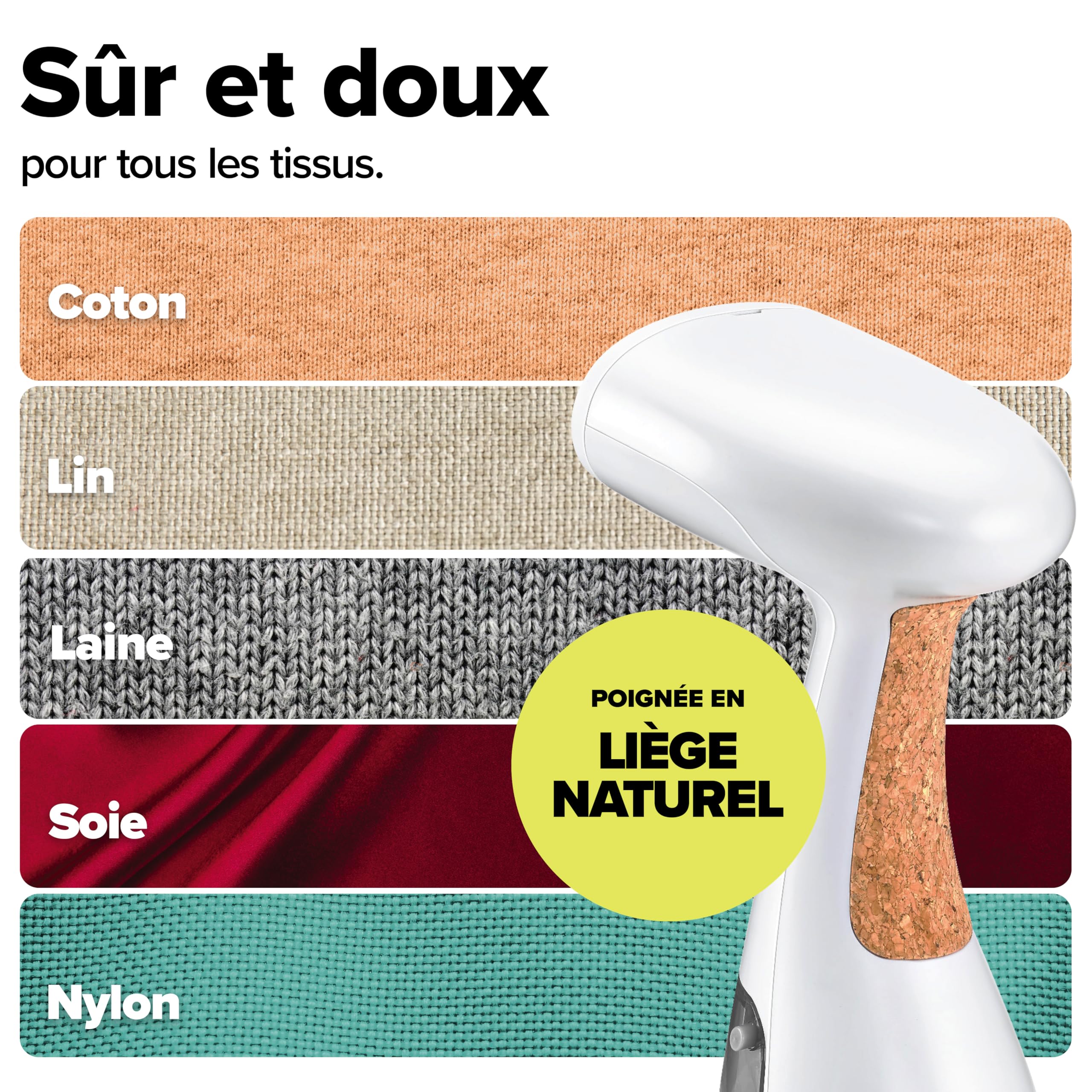 Dupray Voila 3-en-1 Steamer à Main – Défroisseur Portable pour Vêtements, Tissus et Usage Domestique, Compact et portatif