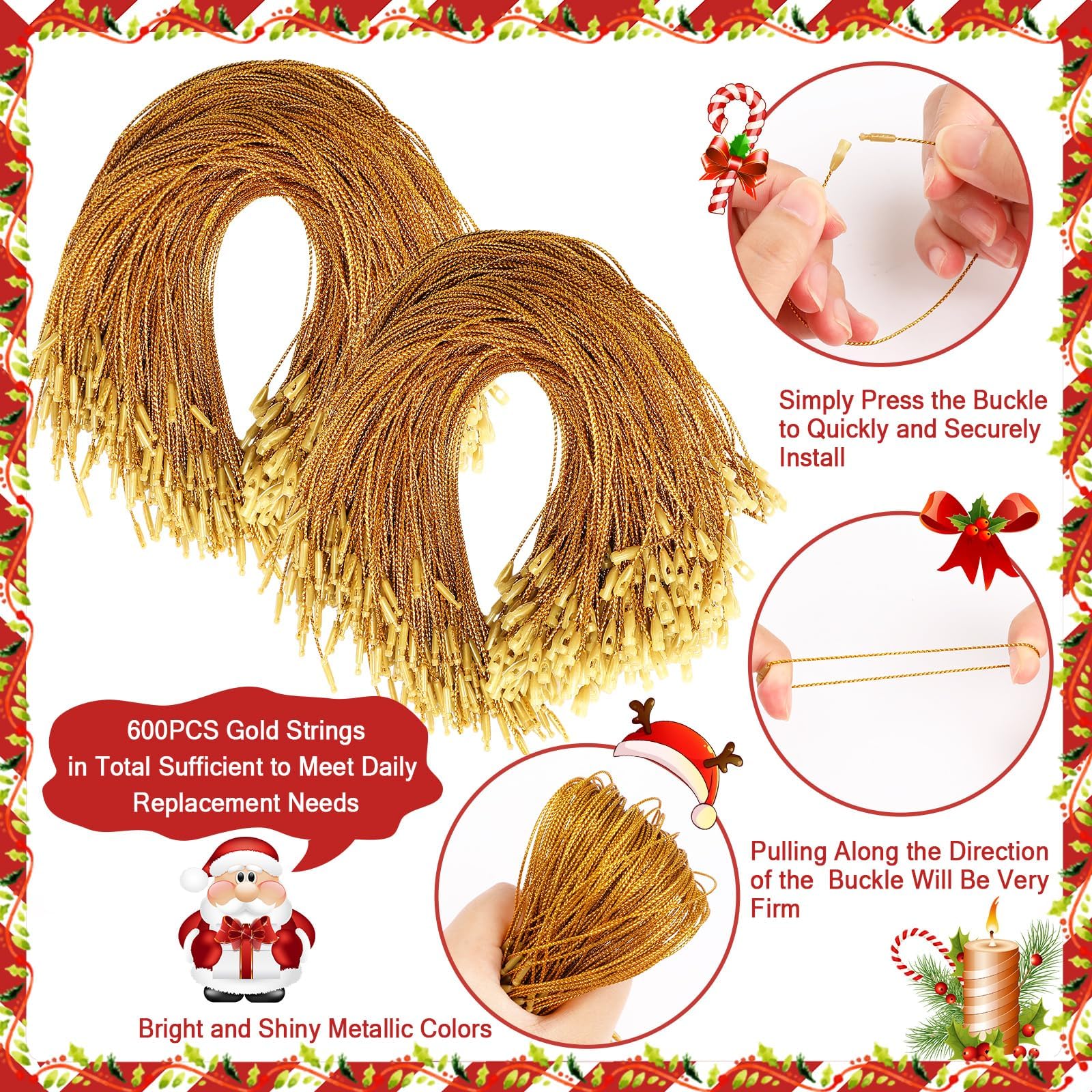 JUNEBRUSHS 600Pcs Christmas Ornament Hooks - Image 3
