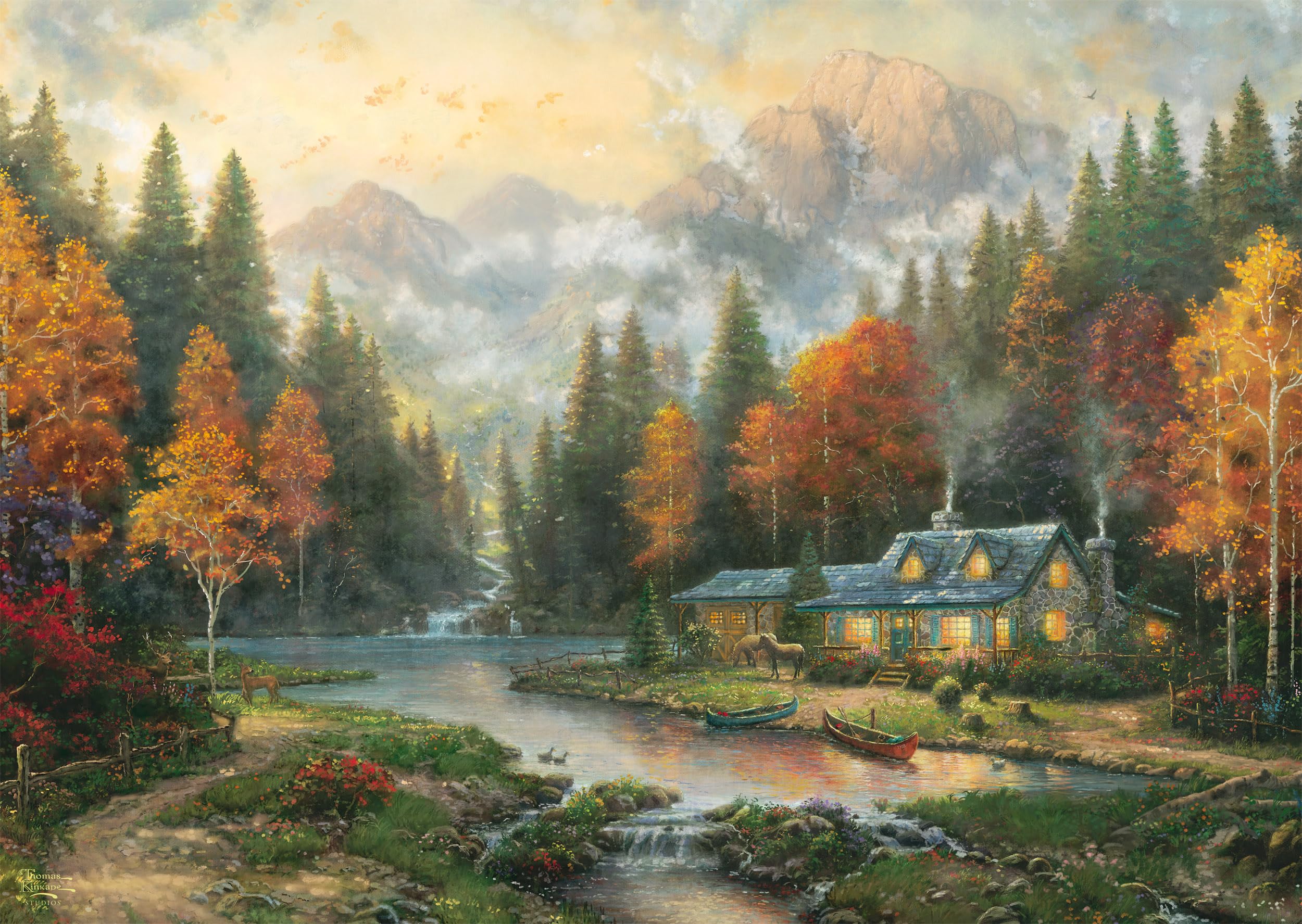 Amazon.com: Schmidt Spiele 58784 Thomas Kinkade Evening at Autumn