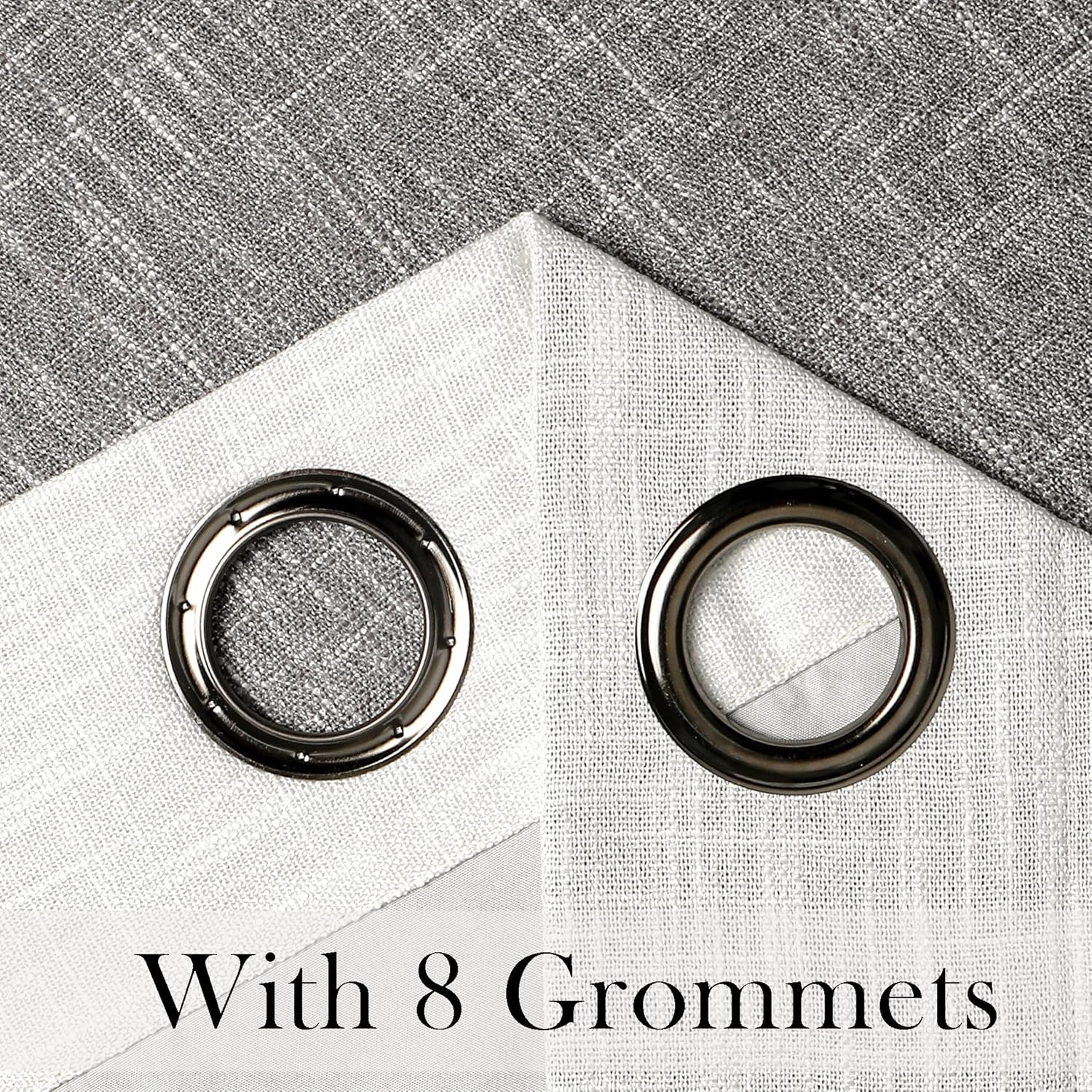 Ombre Full Blackout Curtain Panels 84 Inch Long Noise Reducing Energy Efficient Window Treatment Drapes for Bedroom Linen Texture with Grommets Top Gradient Print Cream White to Gray, 50"x84"x2