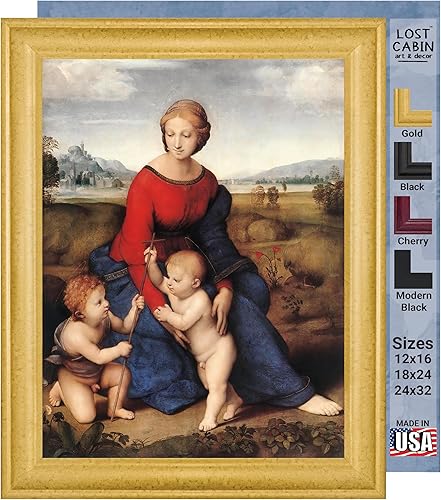 Vista 132 de Cabaña perdida de San Jorge y el dragón de Raphael Impresión en marco plano negro Reproducción de pintura de obras de arte fino Póster 2-San