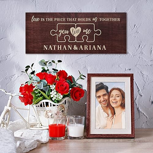Miniatura 5 de Regalos para ella, letrero de pareja personalizado, letrero establecido personalizado con nombre y fecha, 4 opciones de color y 2 tamaños, letrero