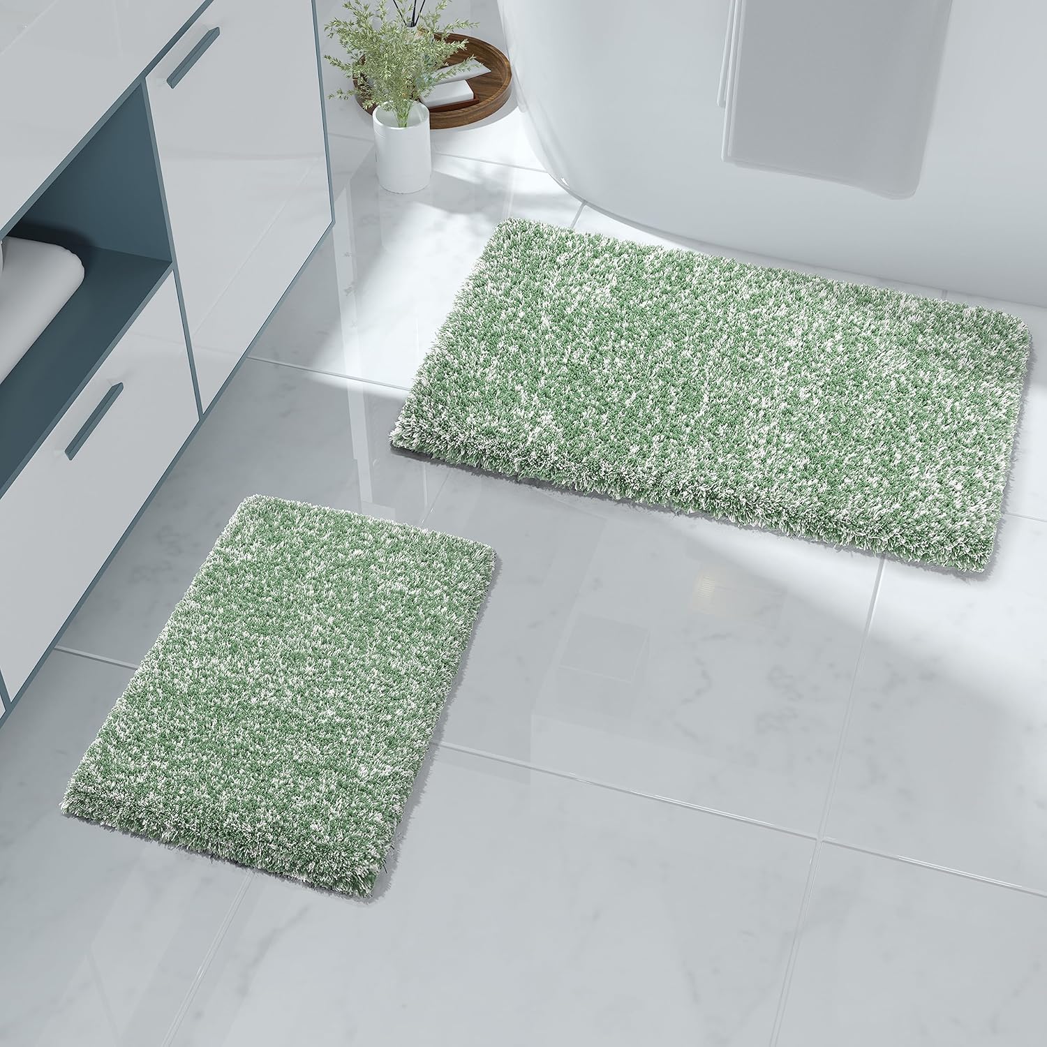 Yimobra Fluffy Bath Rug Set,Shaggy Soft Comfortable Non