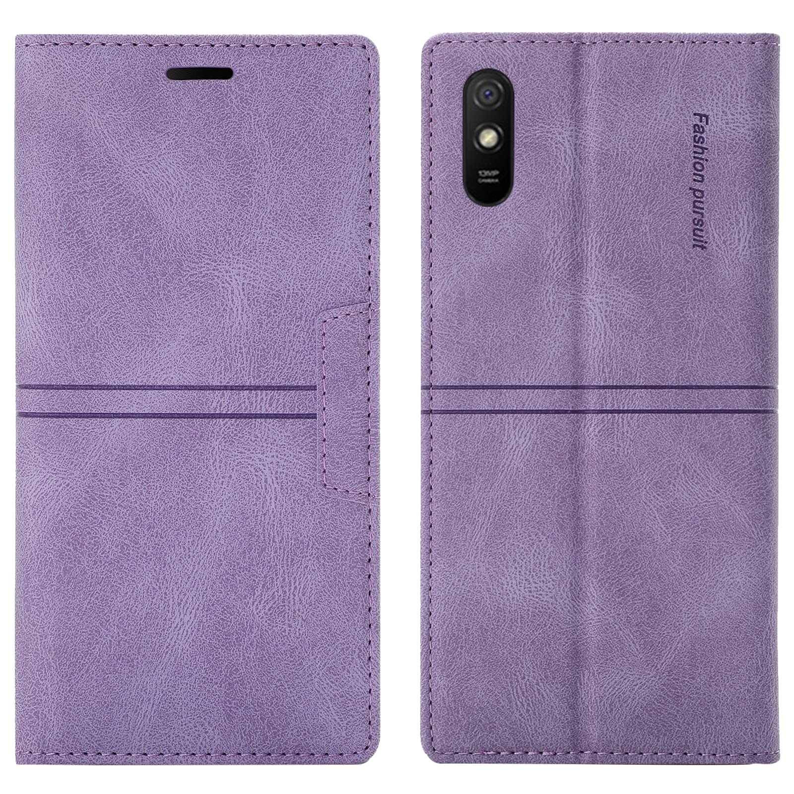 Compatible With Xiaomi Redmi 9A/Redmi 9AT/Redmi 9i Case, PU Leather Book Wallet Case with Card Holder ShockProof Magnetic Cover Kickstand Folio Flip Case for Girls Women (Purple)