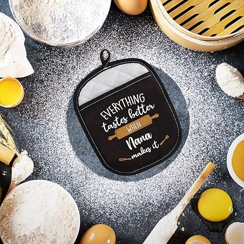 Miniatura 7 de LEVLO Los mejores regalos de cocina para hornear para madre, padre, todo sabe mejor cuando Mimiabuelananapapanonnagigi hace que sea guantes de horno