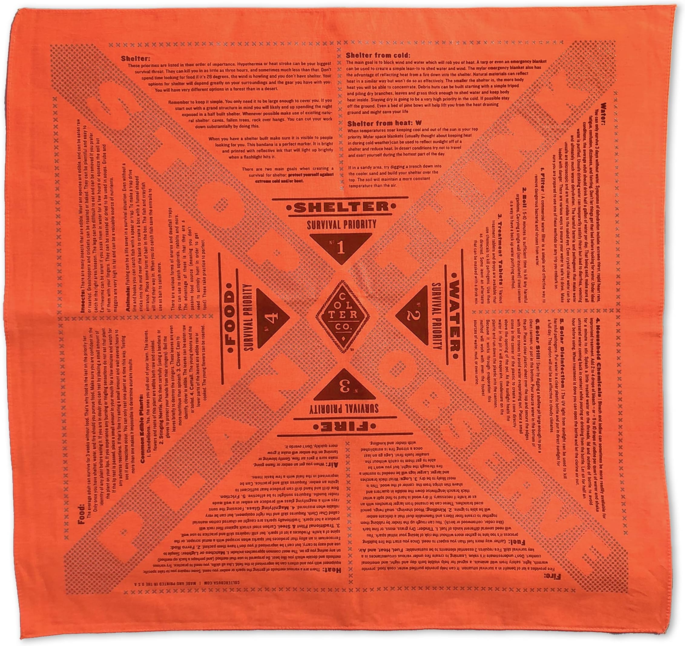 Stayin' Alive Reflective Survival Bandana - 100% Cotton & Unique Bandanas - Made In The USA - Orange