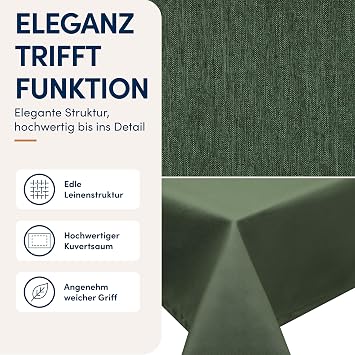 Tablecloth Linen Look Brilliant Dark Green 140 cm