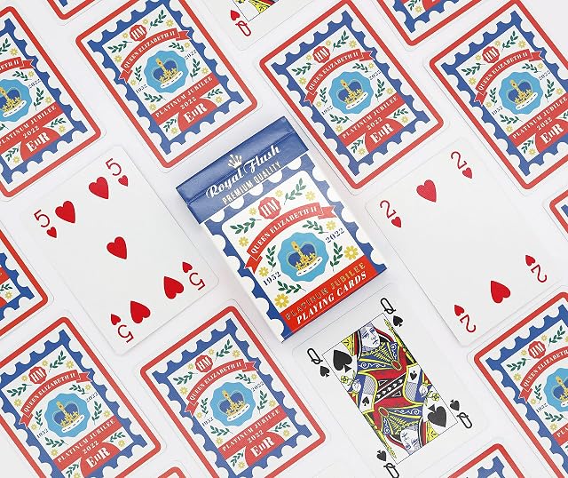 Foto 6 de 7 de Royal Flush Cartas conmemorativas de la Reina, Doble baraja de Cartas de póquer Platinum Jubilee 2022