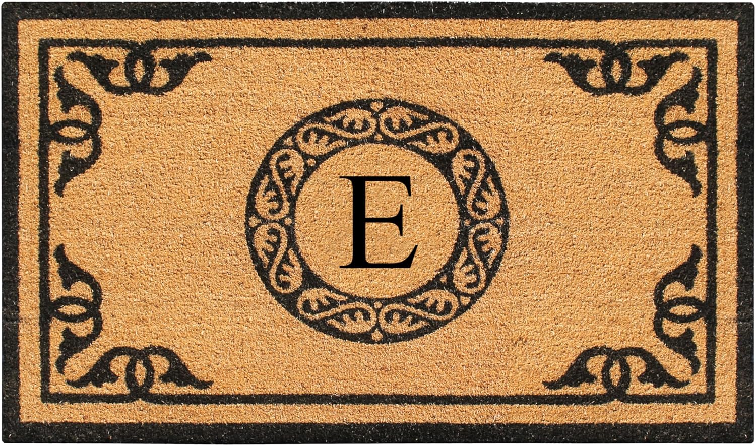 A1HC Natural Coir Monogrammed Doormat for Outside Entrance, Anti-Shed Treated Mats, Heavy Duty Durable EntryMat, Easy to Clean Front Door Mat - K, 24" X 39"